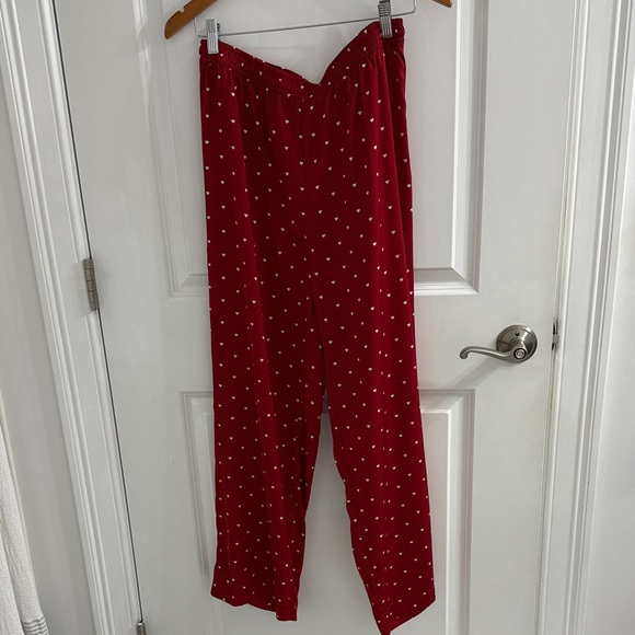 Red Pajama Pants with White Heart Print - Picture 2 of 5